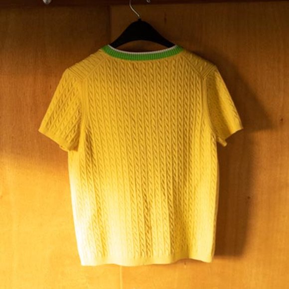 Y2K Tommy Hilfiger Yellow Cotton Blend Short Sleeves Blouse womens XL - Picture 8 of 11